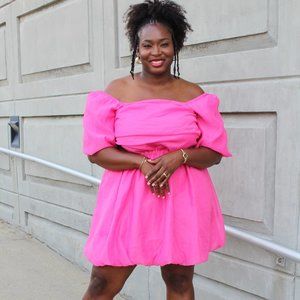 Women's Puff Short Sleeve Cut Out Bubble A-Line Dress by A New Day™ (1x)